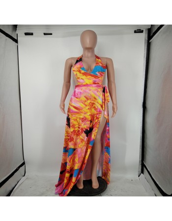 women beach dresses sexy printing maxi dress M8595