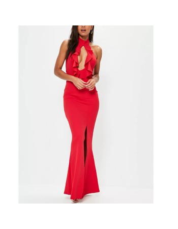 Sexy V- Neck Ruffle Red Party Dress M18046
