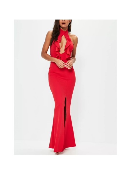 Sexy V- Neck Ruffle Red Party Dress M18046