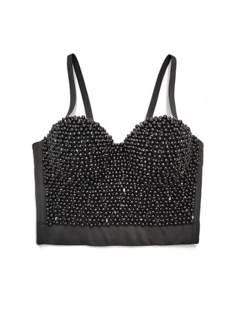Pearl Suspender Short Shaped Top Nailed Beaded Colored Diamond Corset KN8156