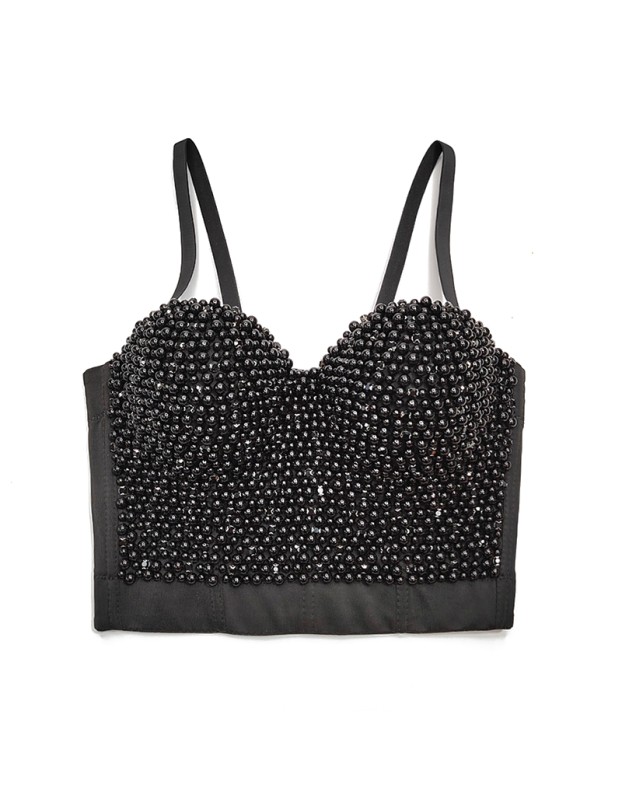 Pearl Suspender Short Shaped Top Nailed Beaded Colored Diamond Corset KN8156