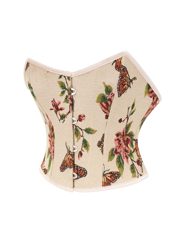 Sexy Bustier Butterfly Print Corset Tops For Women Waist Trainer Short Corset 22047