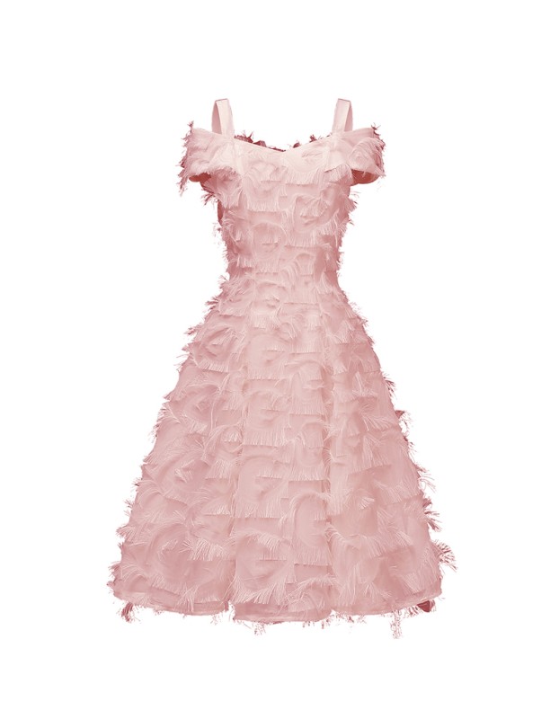 Sexy Suspenders Gown Evening Feather Formal Elegant Party Dress CD1715