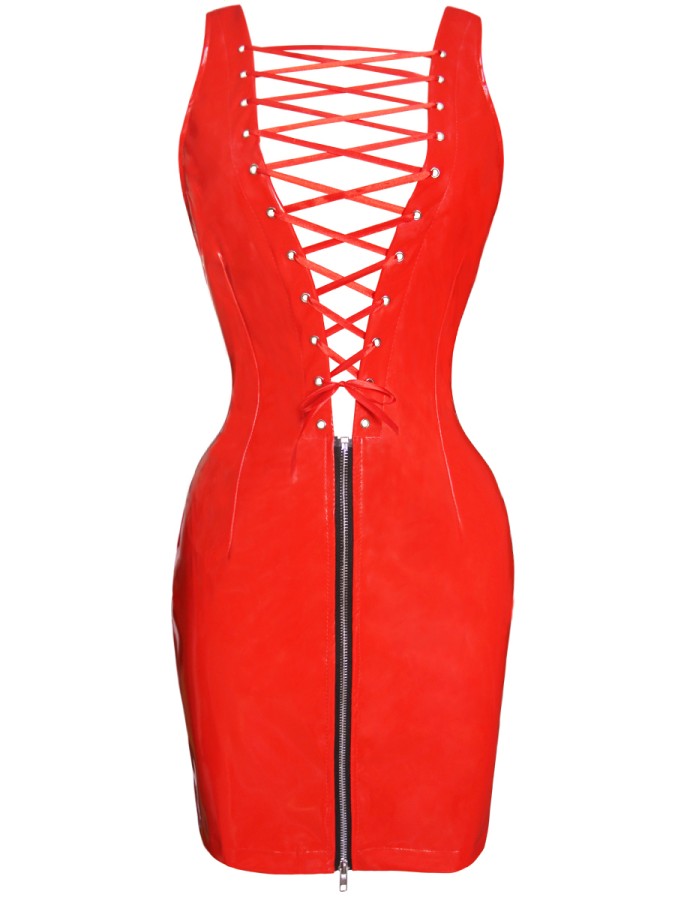 Woman Plus Size Wet look Pu Leather Bodycon Dresses M7303