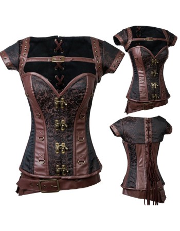 Brown Steampunk Steel Boned Corsets & Jacket M1422