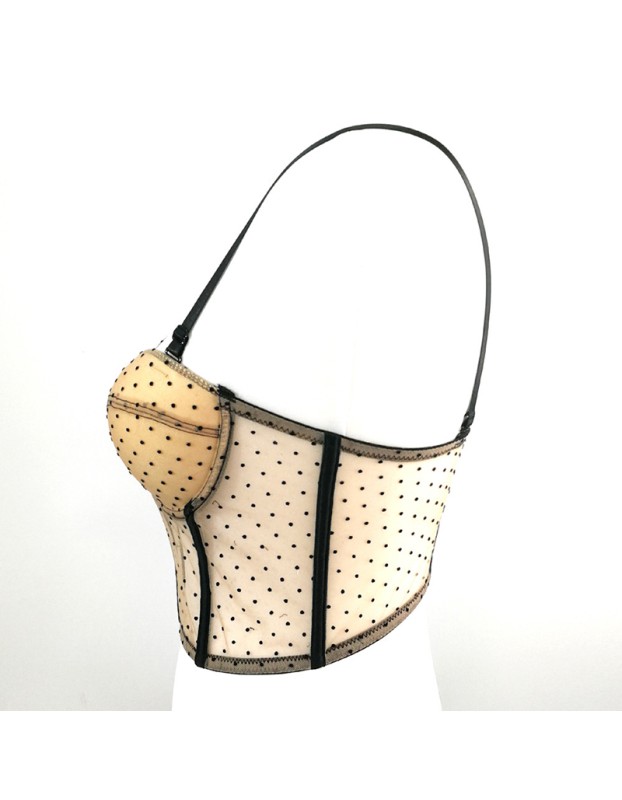 Polka Dot Lace Embroidery Sexy Women Chest Wrap Translucent Top KN8262
