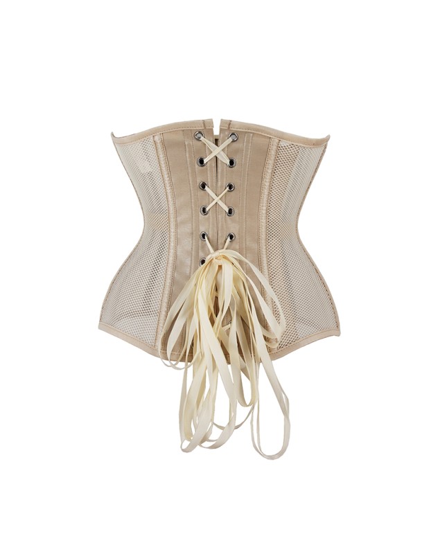 Black Mesh Women Waist Shrinkable Breathable Shapewear Corset Sexy Bustier WK2271