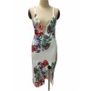 Sexy Lady Summer Deep V Neck Halter Floral Print Strap Dress