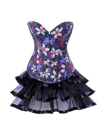 women floral corset with layered dress m1998