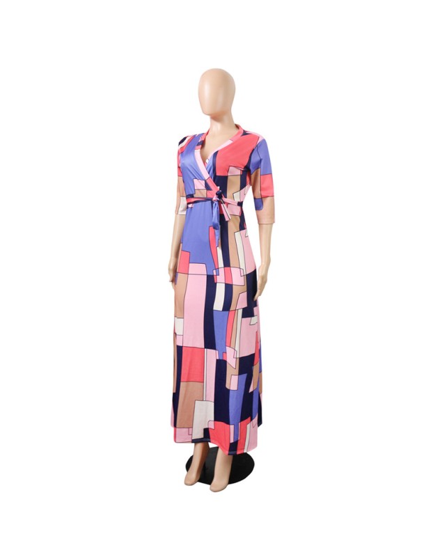 Plus Size Sexy Casual Robe Boho Party Club Long Maxi Dress Print Dress m8435