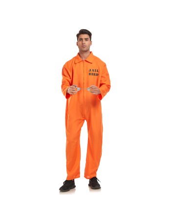 Men Adult Orange Inmate Cosplay Costume Jumpsuit Uniform Set Firefighter Suit SM1109