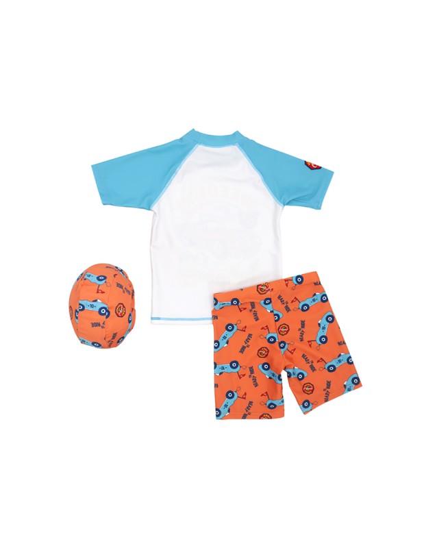 Cartoon Sports Car Boys Two-Piece Swimsuit Short Sleeve Suit Boys Swimsuit KF215