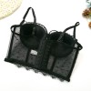 Black Polka Dot Corset Sexy Women Mesh Gauze Perspective Wipe Chest KN8055