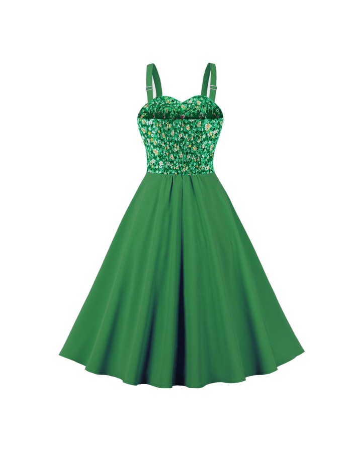 Fashion Vintage Floral Print Casual Strap Sleeveless Elegant Party Dress M3308