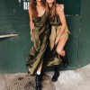 Sexy Split Satin Spaghetti Strap V Neck Long Dress M8391