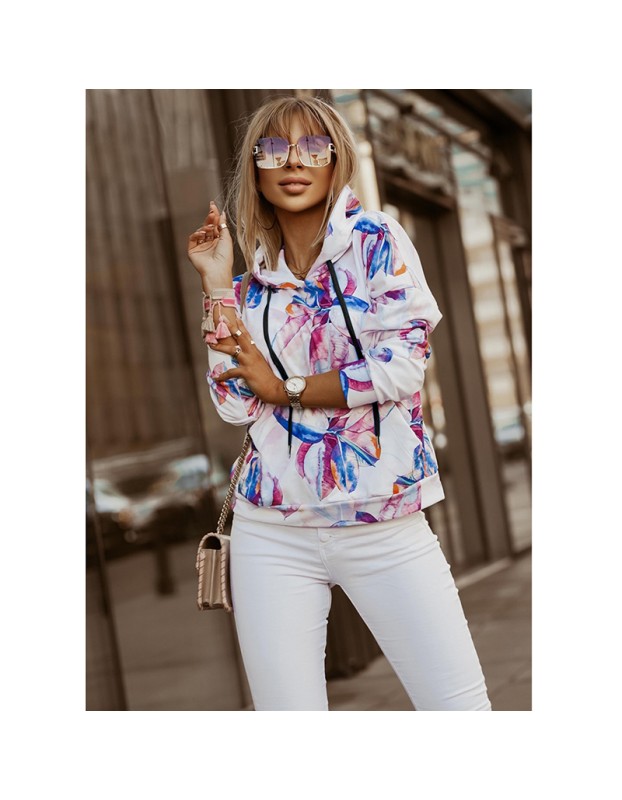 Coat Jacket Floral Print Long-Sleeved Pullover Casual Women Hoodies Fashionable LQ156