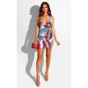 Sexy Backless Leaves Printing Mini Dress M8370