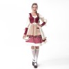 Halloween Maid  Adult Red Plaid Dress Cosplay Red Cape Play Costume YM8735