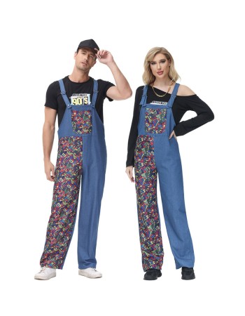 Couple Cosplay Water Electrician Costume Super Mario Show Belt Pants MS1723