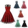 Women Gauze Embroidery Waist Sleeveless Lolita Court Swing Midlength Dress 5122