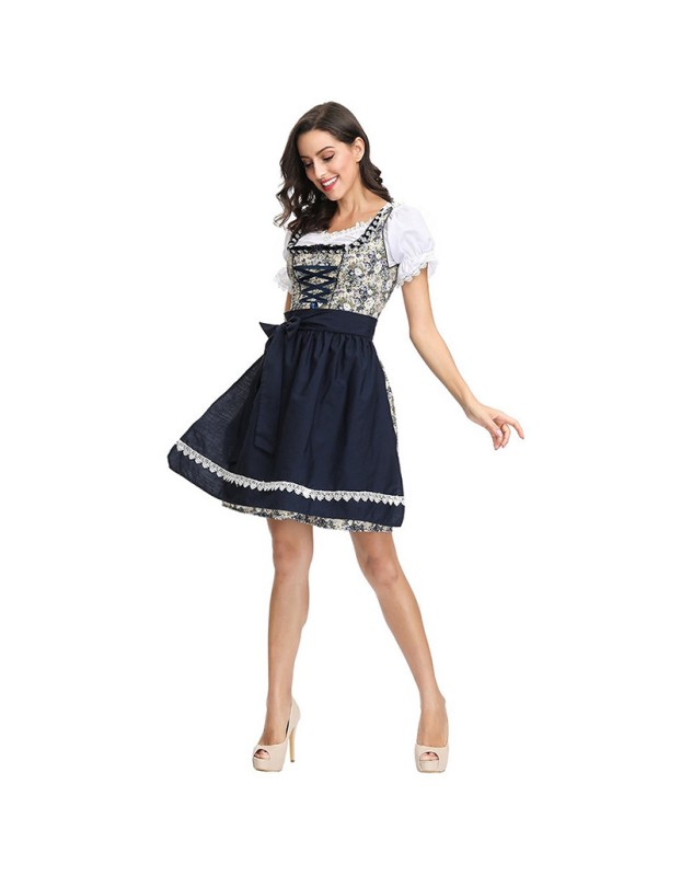 Traditional Oktoberfest Costume Munich Beer Dress Black And White Paid Dress MS4122