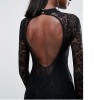 Women's Long Sleeve Black Lace Party Long Dress M18049