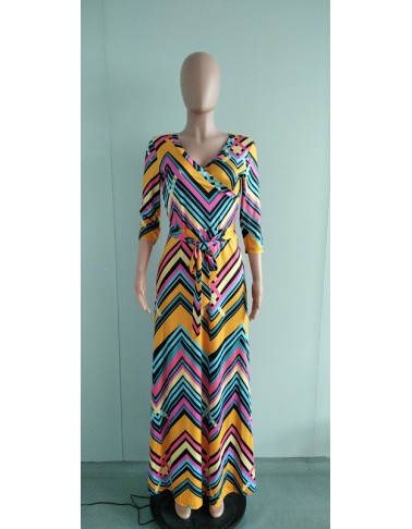 Sexy V-neck beautifully printed plus size and floor dress fashion women's clothing M8573
