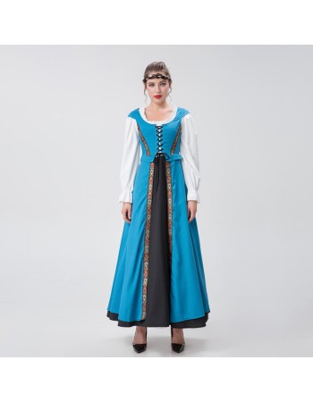 Medieval Renaissance Square Collar Waist Two-Piece Dress Retro Court Costume YM8723