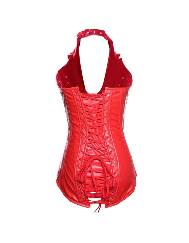 Best selling adult red black leather corset m1982