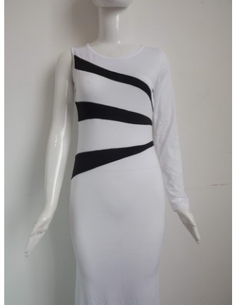 Black and White Patchwork Evening Dress M3960