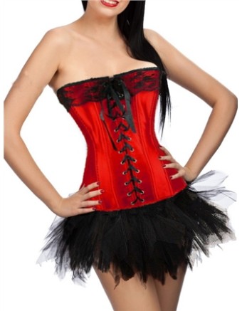 red newest corset with bubble skirt m1807C