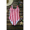 Red White Stripe Women One Piece Swimsuit With Cup ZL1806