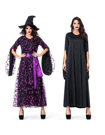 Print Funny Magic Broom Witch Cosplay Costume Wizard Jumpsuit Halloween M40768