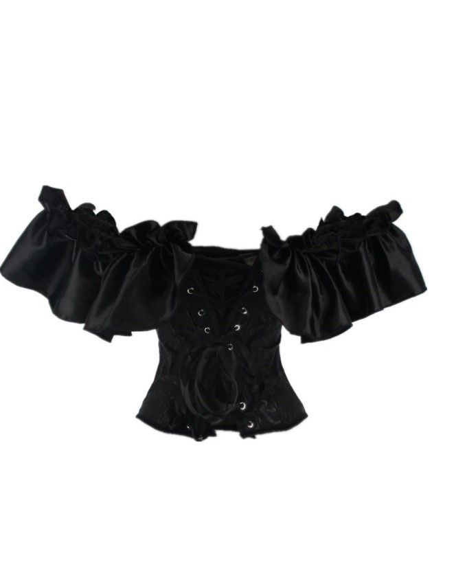 Sexy Off Shoulder Ruffles Sleeves Overbust Corset Top WK2276