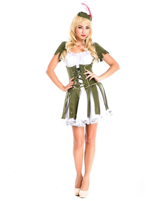Green short-sleeved women costume m4720