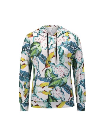 Coat Jacket Floral Print Long-Sleeved Pullover Casual Women Hoodies Fashionable LQ156