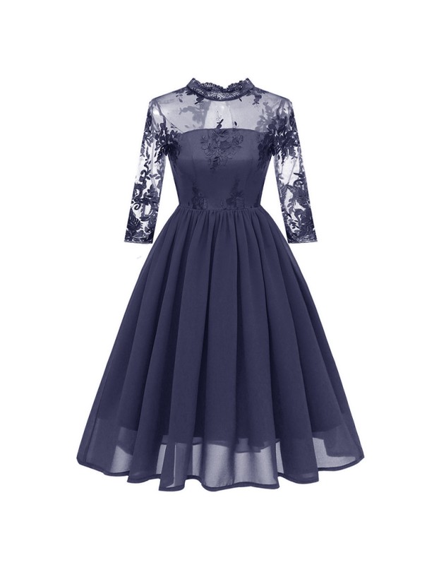Chiffon See Through Night Sexy Clubwear Bridesmaid Embroidery Dress CD1661