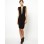 Black Open Front Patchwork Bodycon Dress Sexy Midi Dress M3623