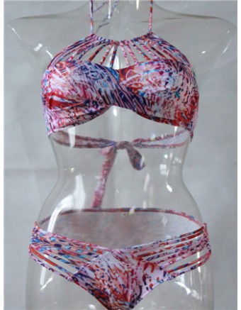 Sexy Triangle Brazilian Print Bikini M5342