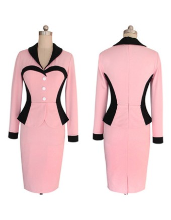 High Quality Hot 3 Colors Women OL V Neck Dress M30226