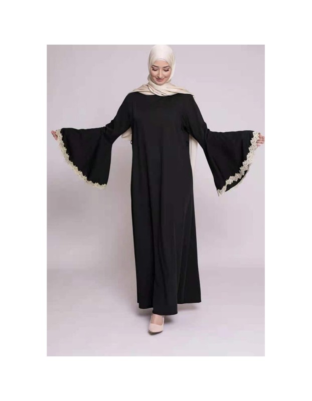 Stylish Patchwork Flared Sleeves Temperament Dress Long Women Dress 21668