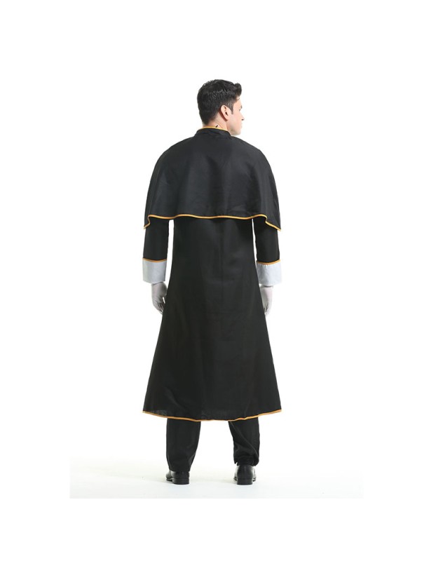 Halloween Black Party Male Priest Godfather Missionary Cosplay Costume XY82225
