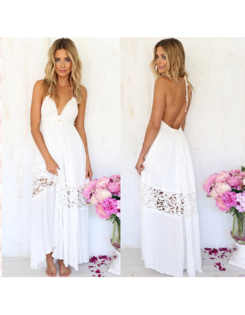 Lace Hollow Long Summer Beach Dress M30387