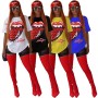 Fashion Women Big Mouth Printed Casual Wear T-shirts m8149