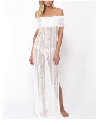 Woman Sexy See-Through Off Shoulder Summer Floor Length Beach Dresses M1028
