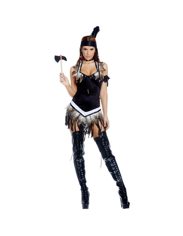 Black Sexy Tassels Indian Costume M40572
