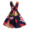 V Neck Print Backless Sexy Short Dress M30341
