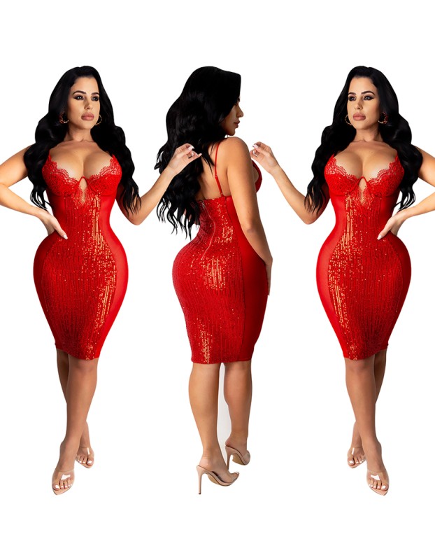 Sequins Lace Sexy Club Nightclub Halter Wedding Dress Bridal Gown X3899