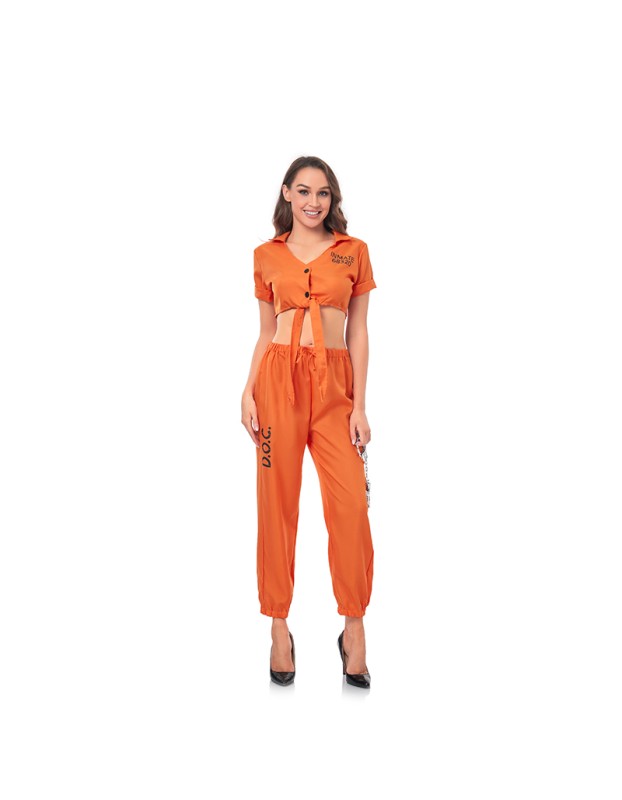 Adult Prison Uniform Women Police Costume Props Halloween Rave Party Dress SM016