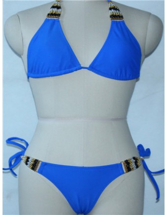 Elegant Blue Triangle Padded Bikini M5393